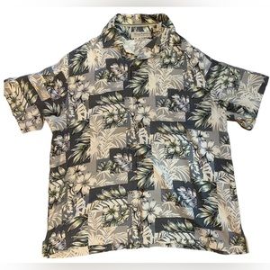 Tommy Bahama Mens Heritage Tortola Silk XL beige grey floral camp shirt